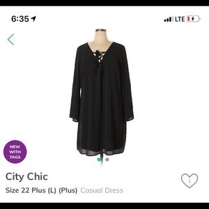 Black City Chic Bell Sleeve Shift Dress